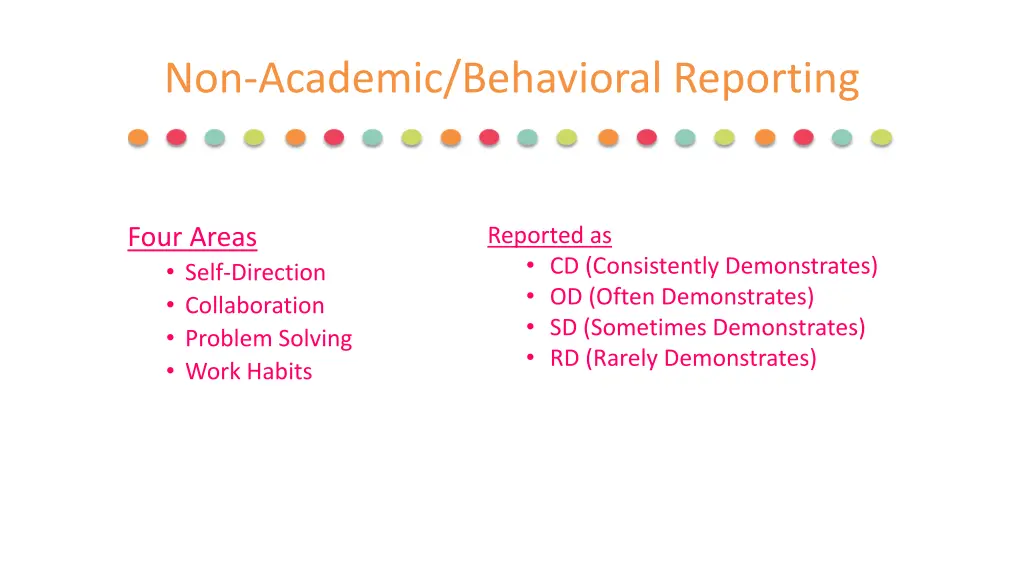 non academic behavioral reporting