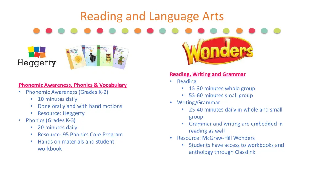 reading and language arts