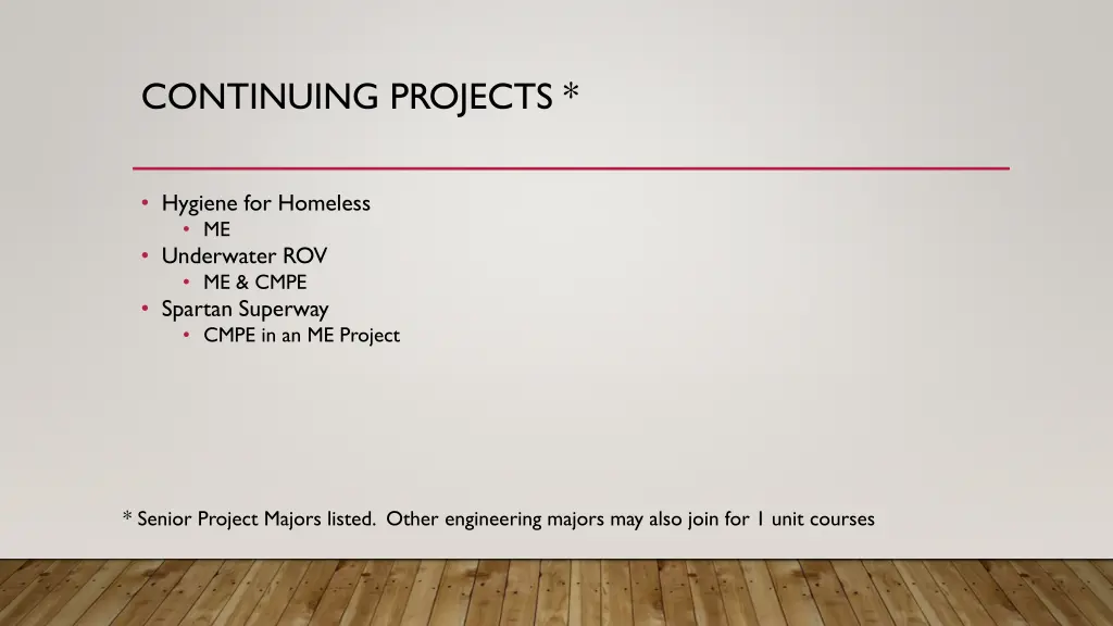 continuing projects