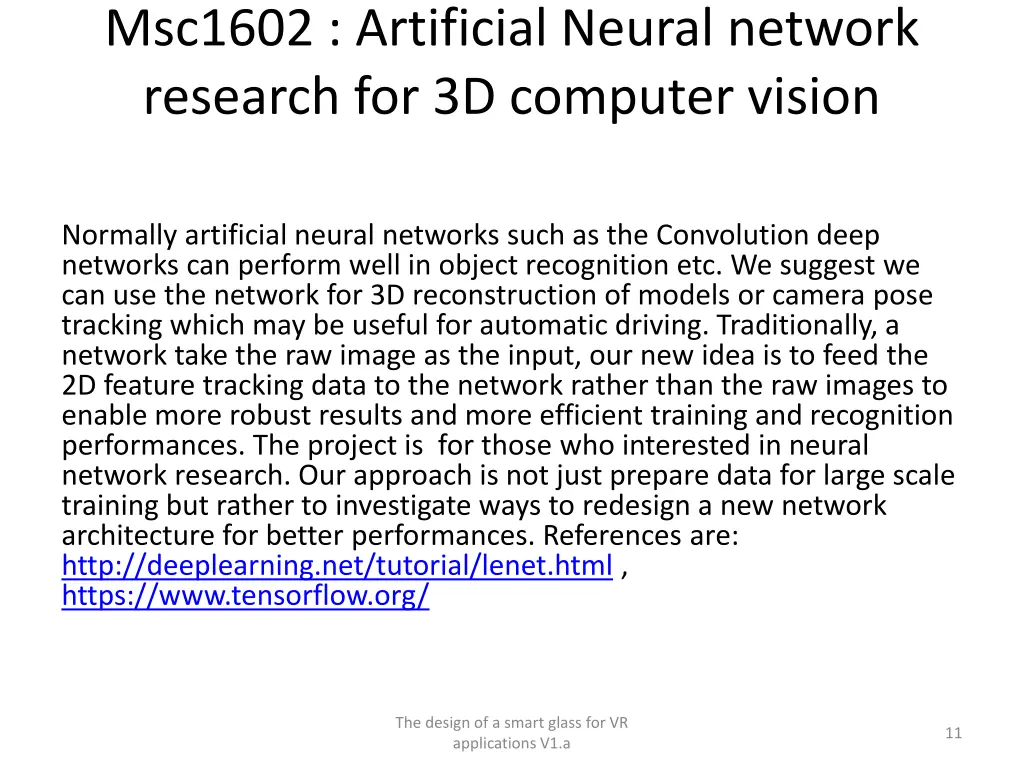 msc1602 artificial neural network research
