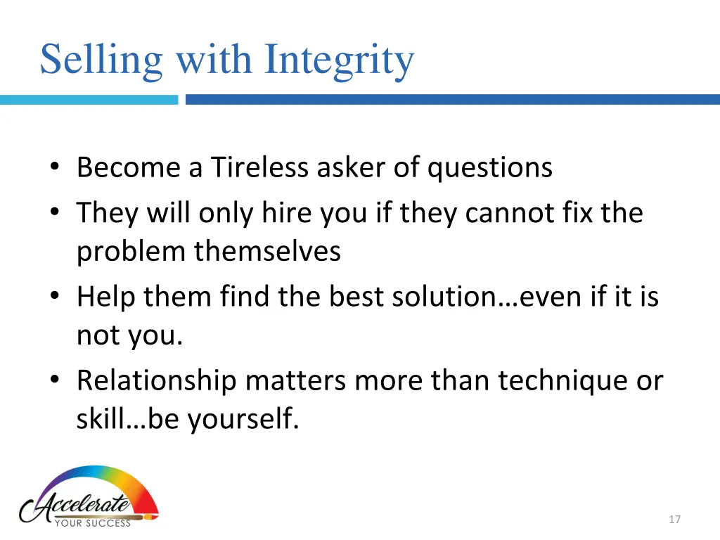 selling with integrity
