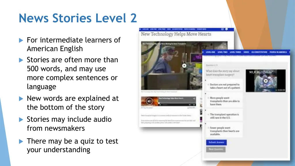 news stories level 2