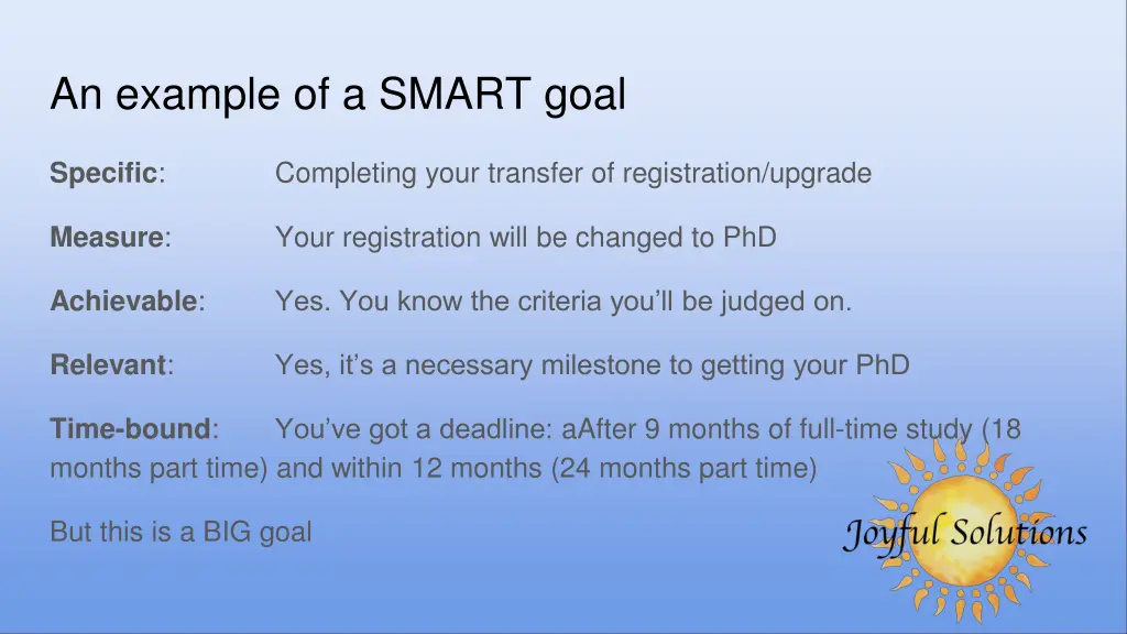 an example of a smart goal