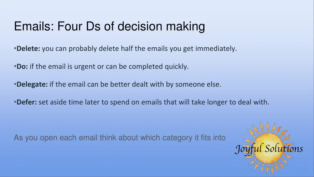 emails four ds of decision making