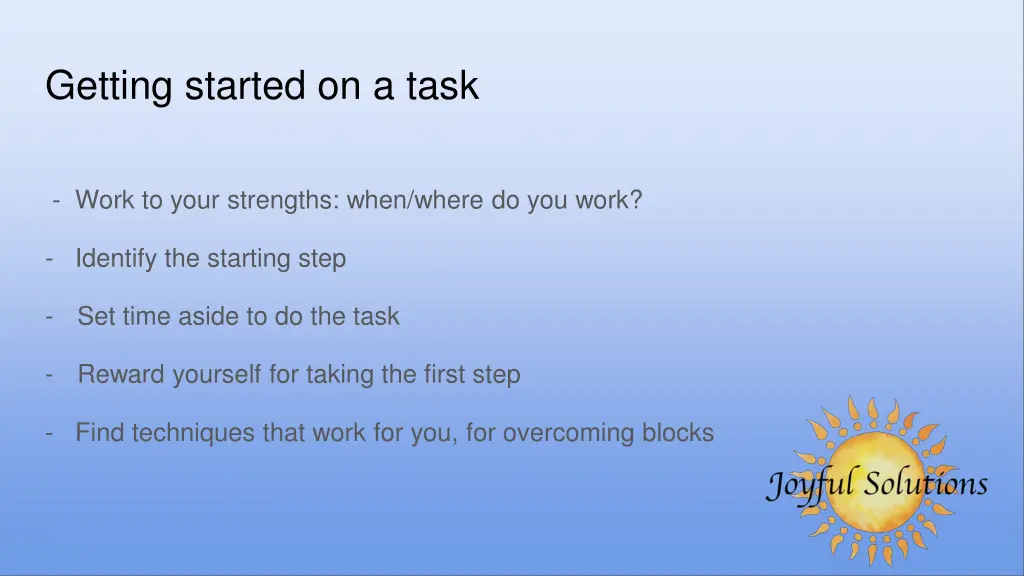 getting started on a task