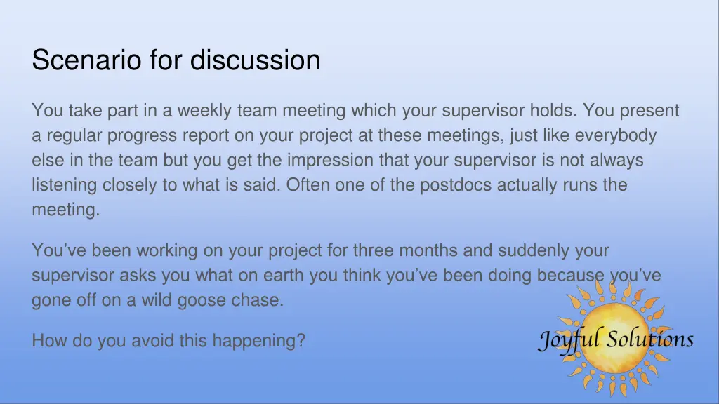 scenario for discussion
