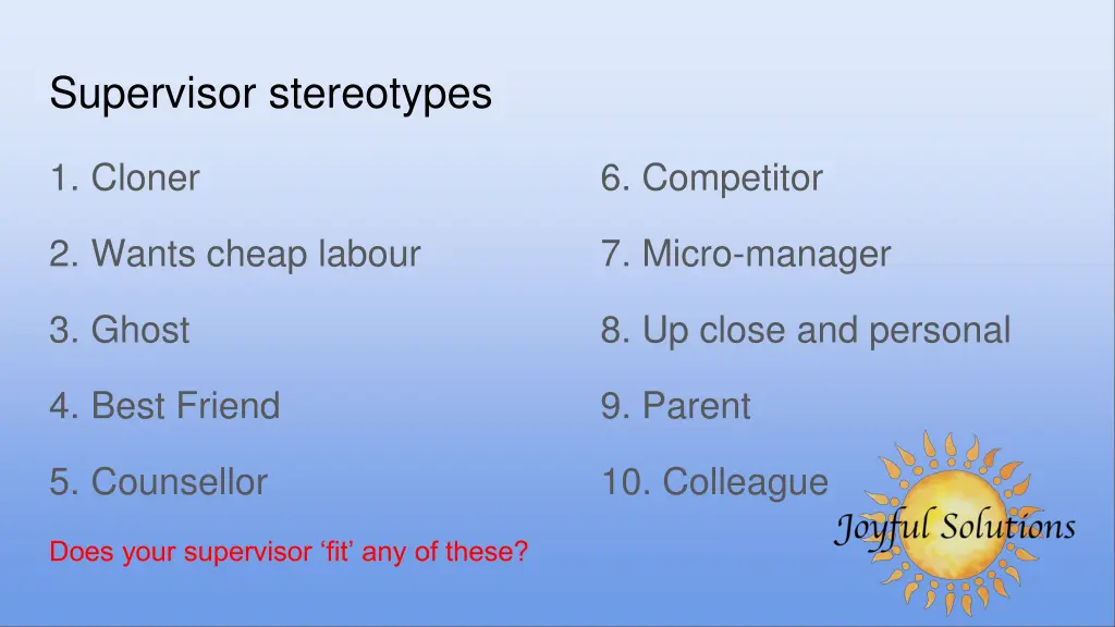 supervisor stereotypes