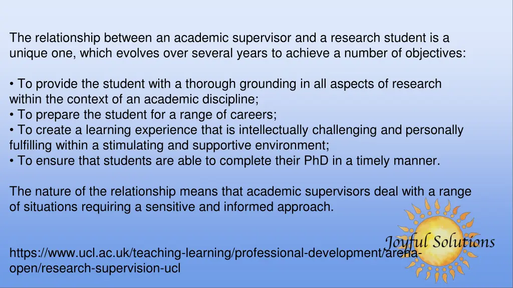 the relationship between an academic supervisor