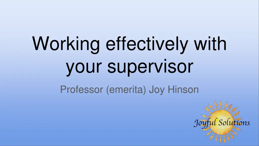 working effectively with your supervisor