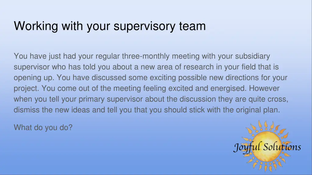 working with your supervisory team