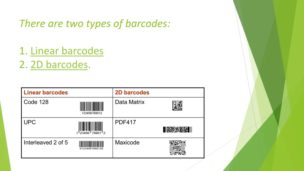 there are two types of barcodes