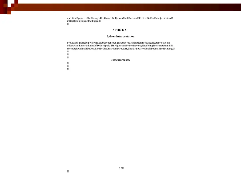 question approves the change the change in bylaws