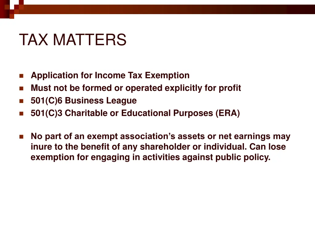 tax matters