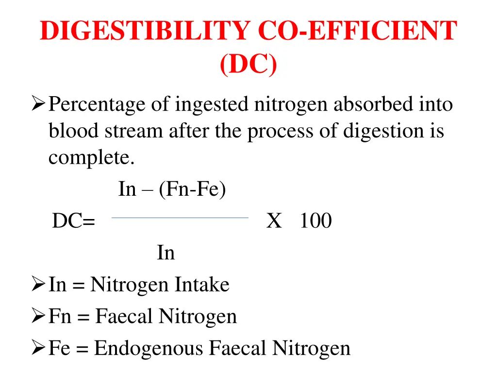 digestibility co efficient dc
