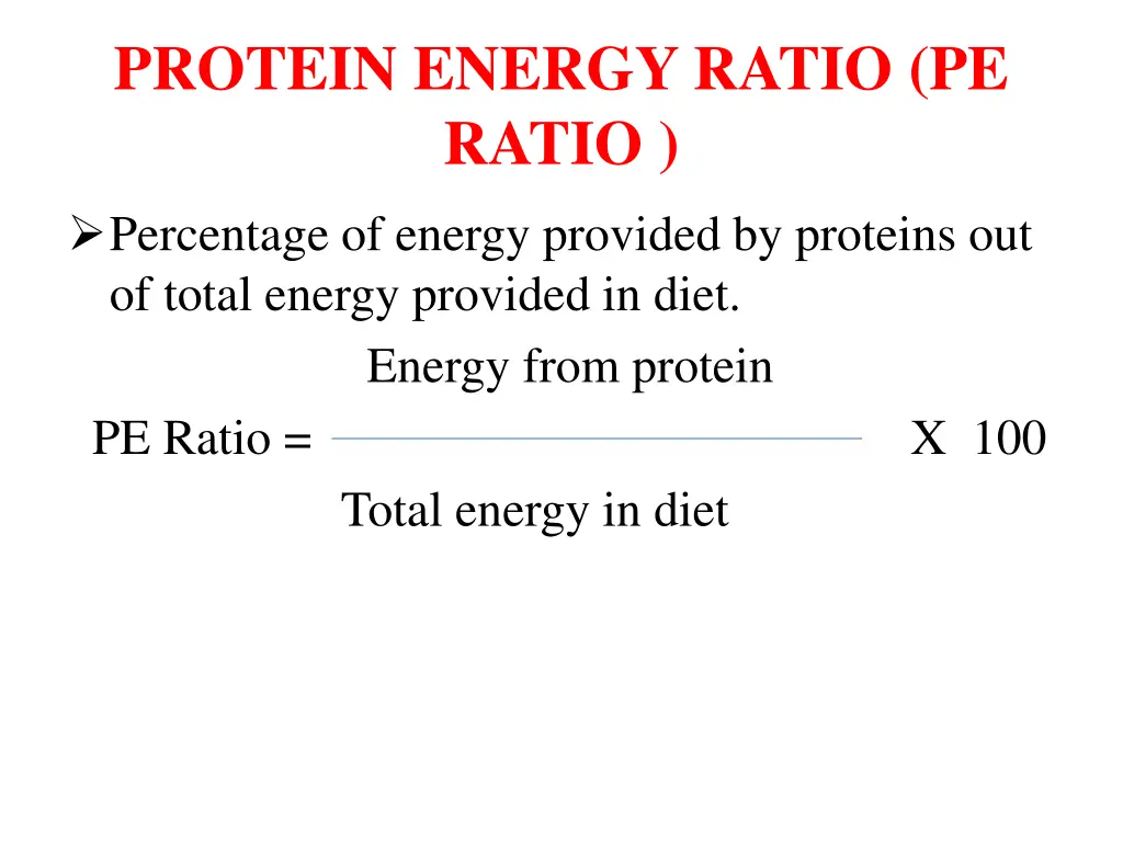 protein energy ratio pe ratio