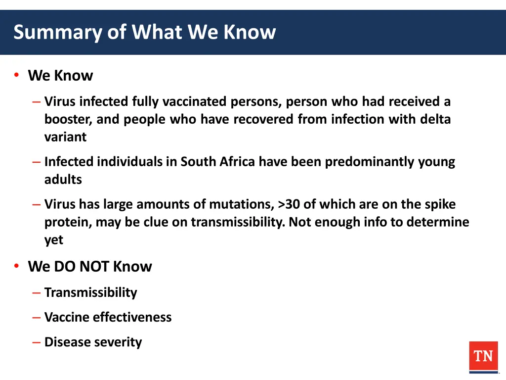 summary of what we know