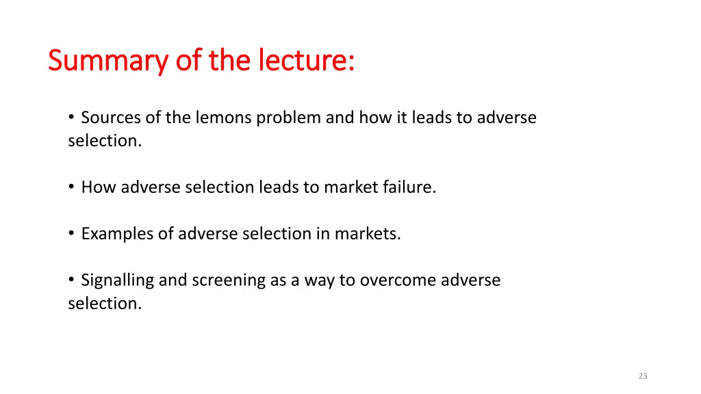 summary of the lecture summary of the lecture