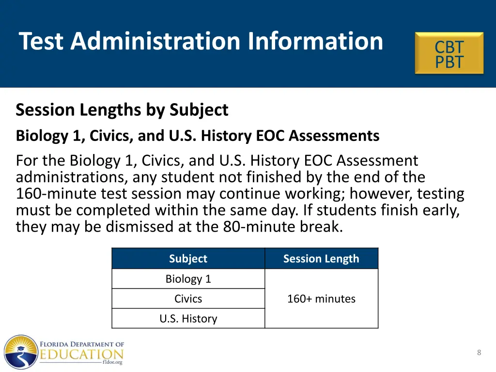 test administration information 2