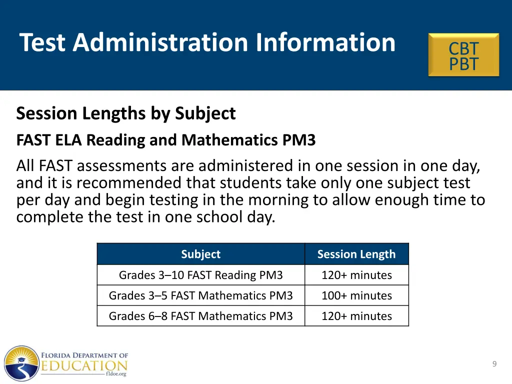 test administration information 3