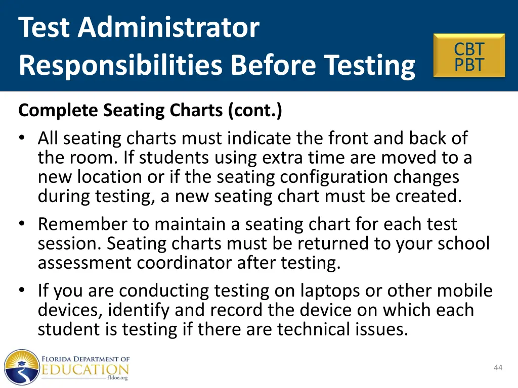 test administrator responsibilities before testing 10