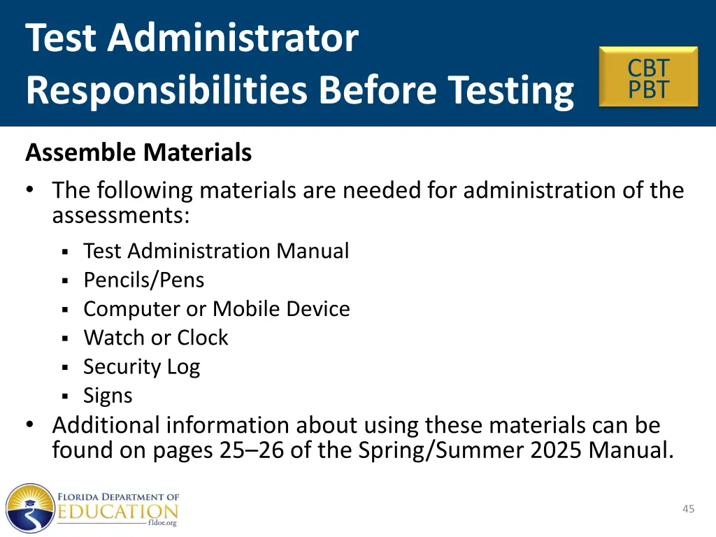 test administrator responsibilities before testing 11