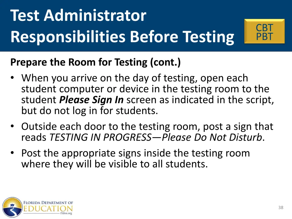 test administrator responsibilities before testing 4