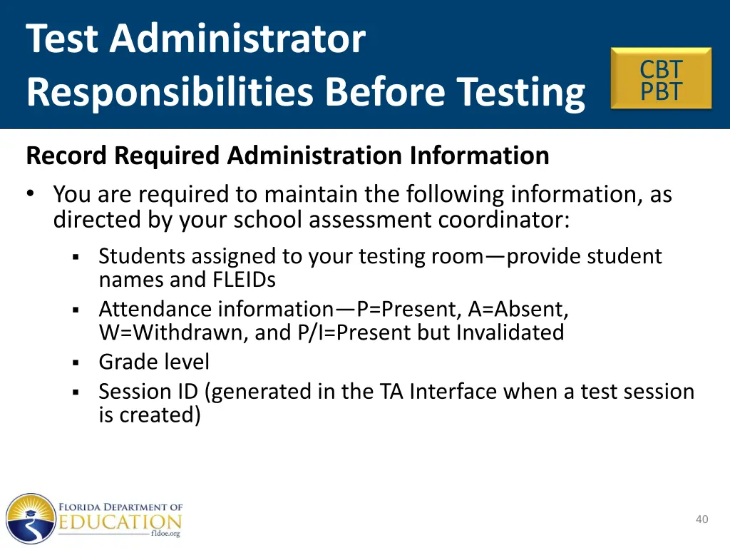 test administrator responsibilities before testing 6