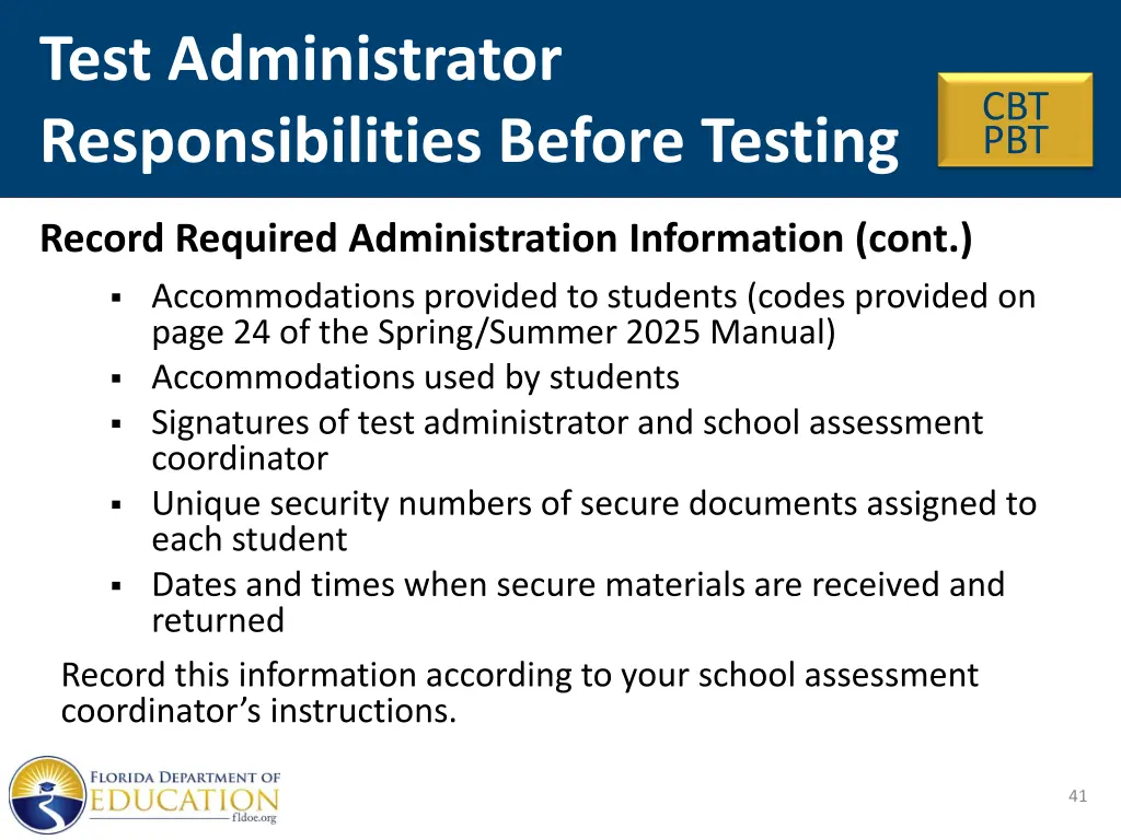 test administrator responsibilities before testing 7