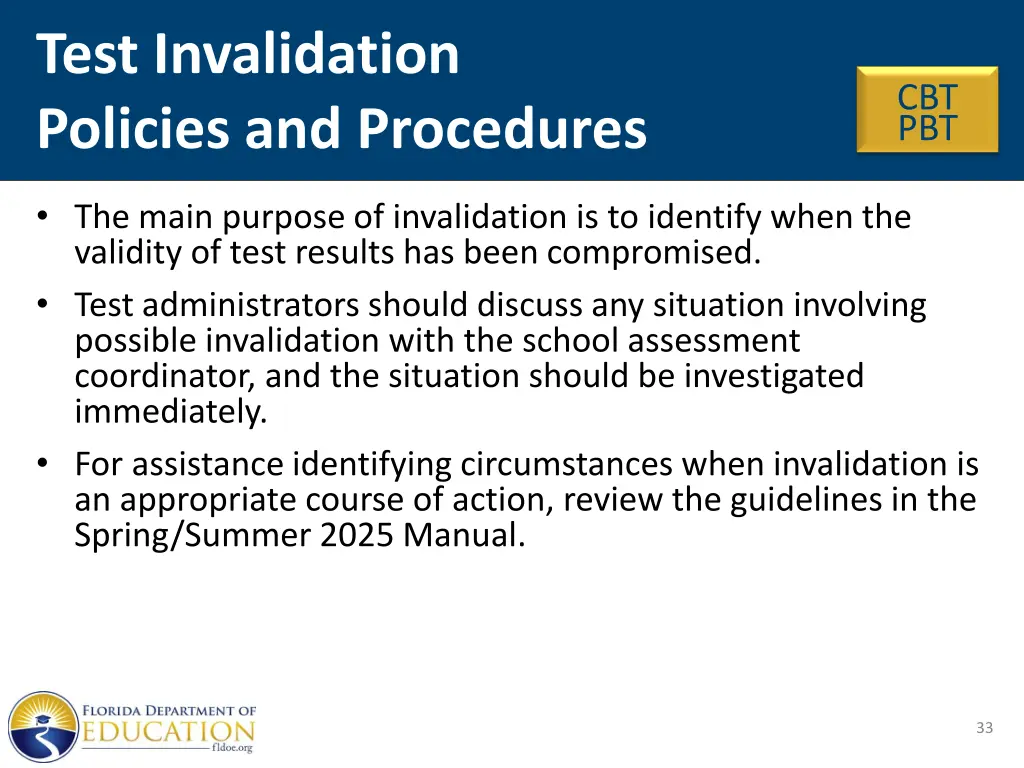 test invalidation policies and procedures