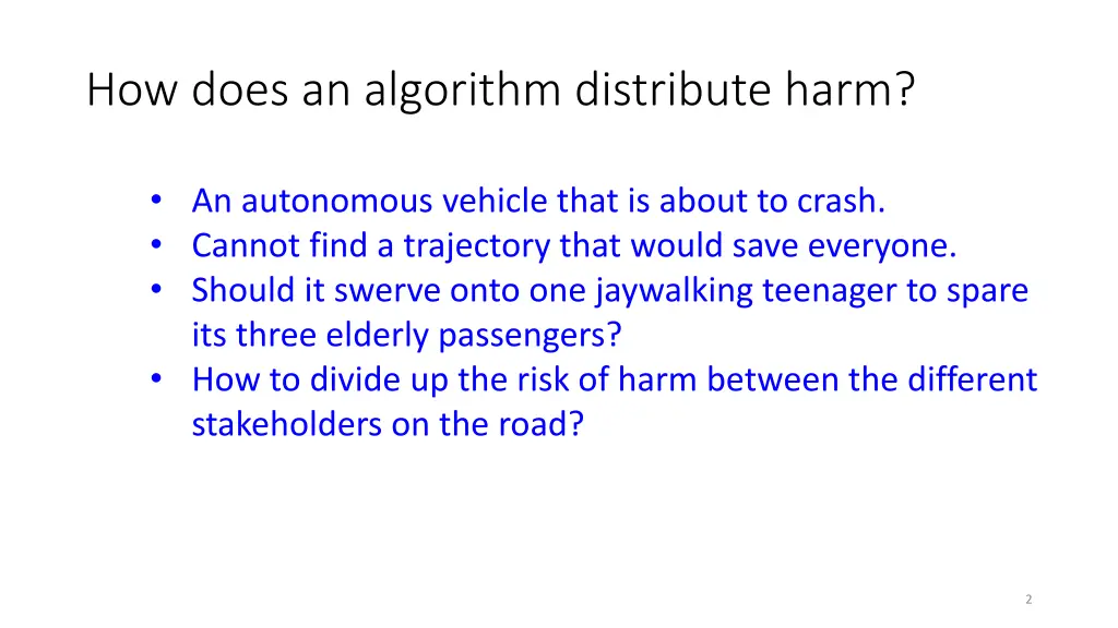how does an algorithm distribute harm
