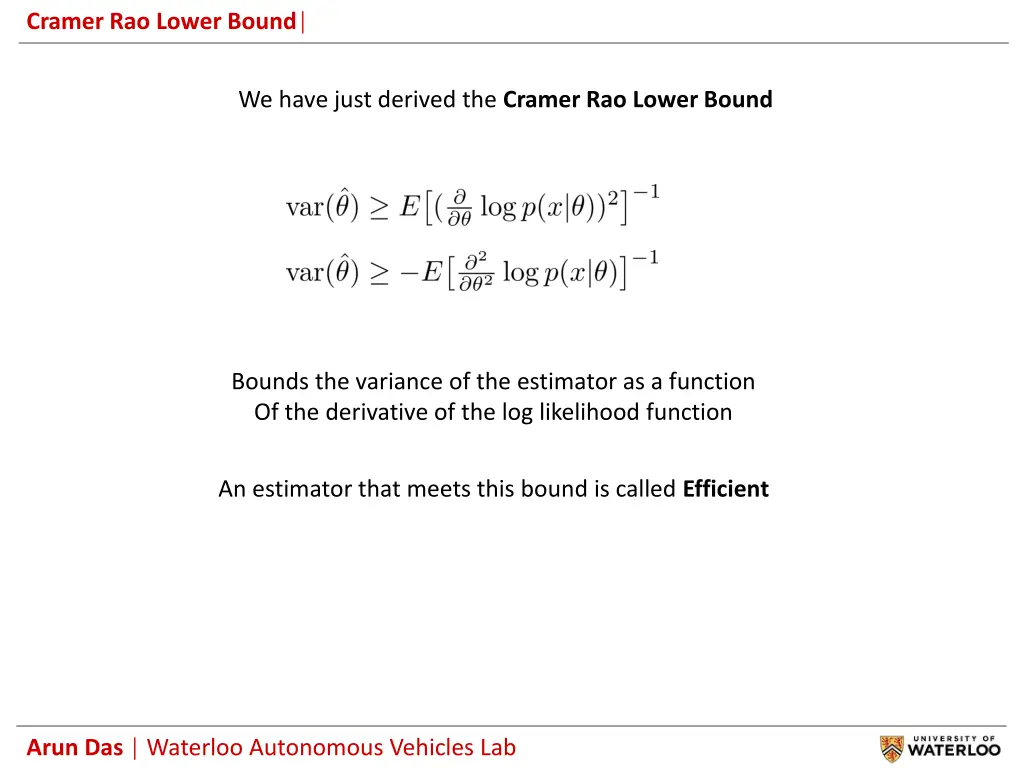 cramer rao lower bound