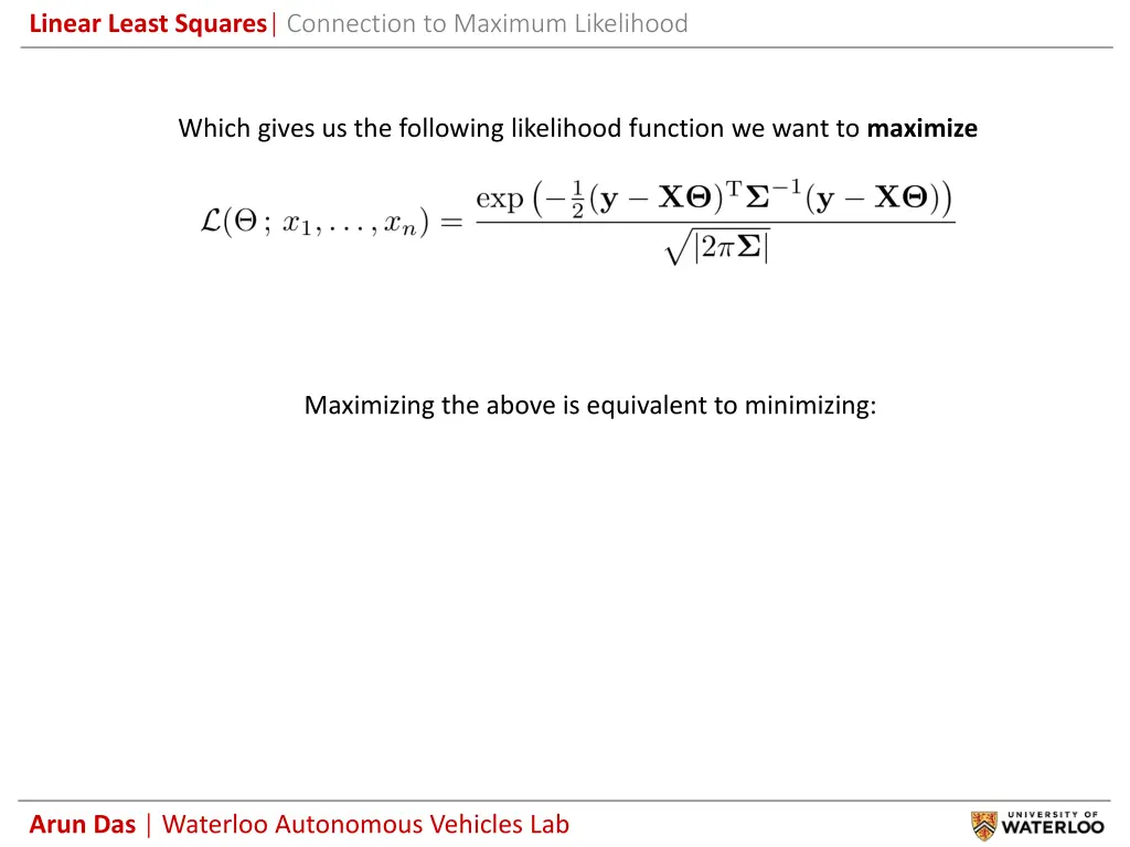 linear least squares connection to maximum 1