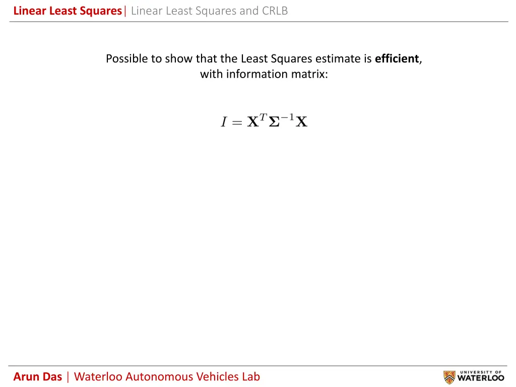 linear least squares linear least squares and crlb