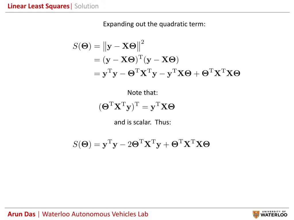 linear least squares solution