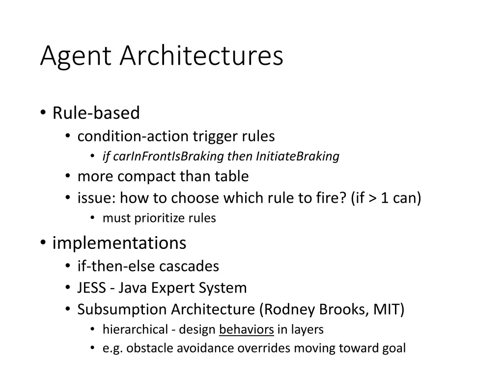 agent architectures 1