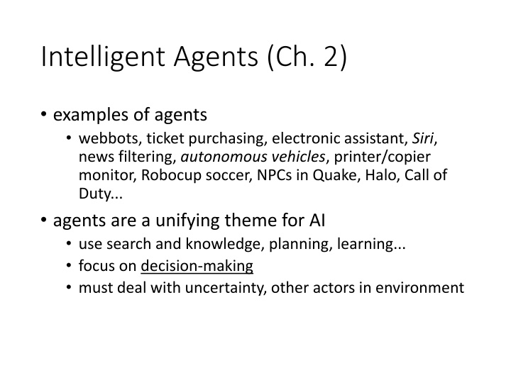 intelligent agents ch 2