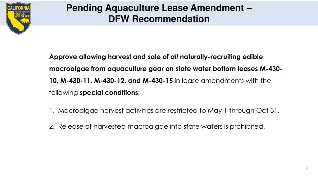 pending aquaculture lease amendment 1