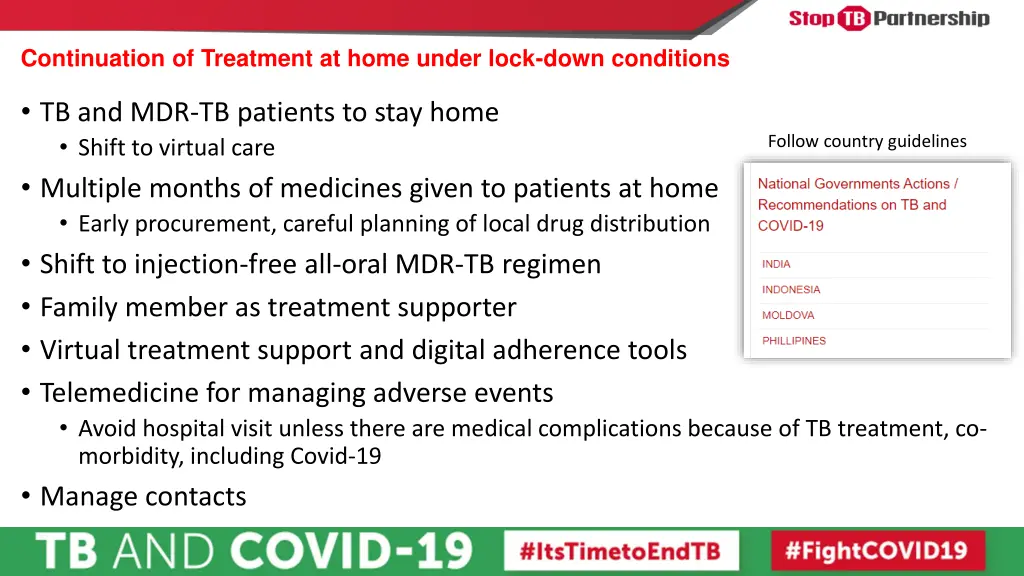 continuation of treatment at home under lock down