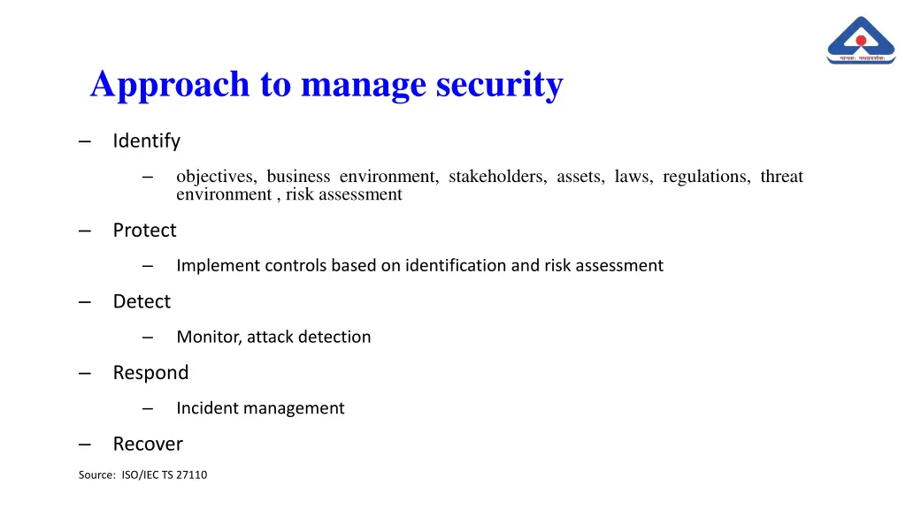 approach to manage security