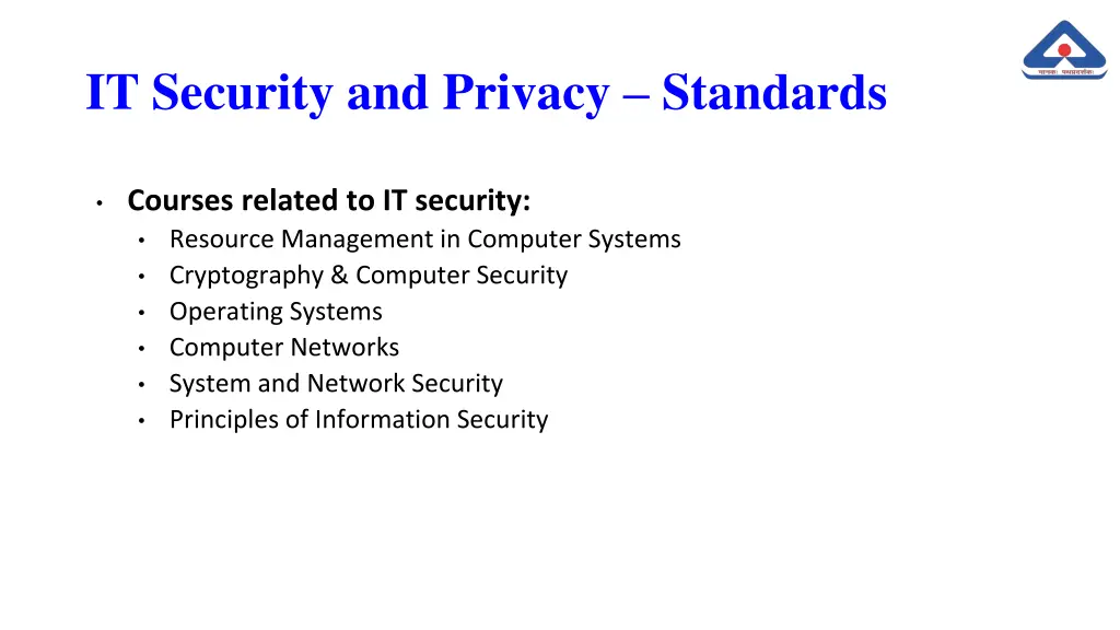 it security and privacy standards 1