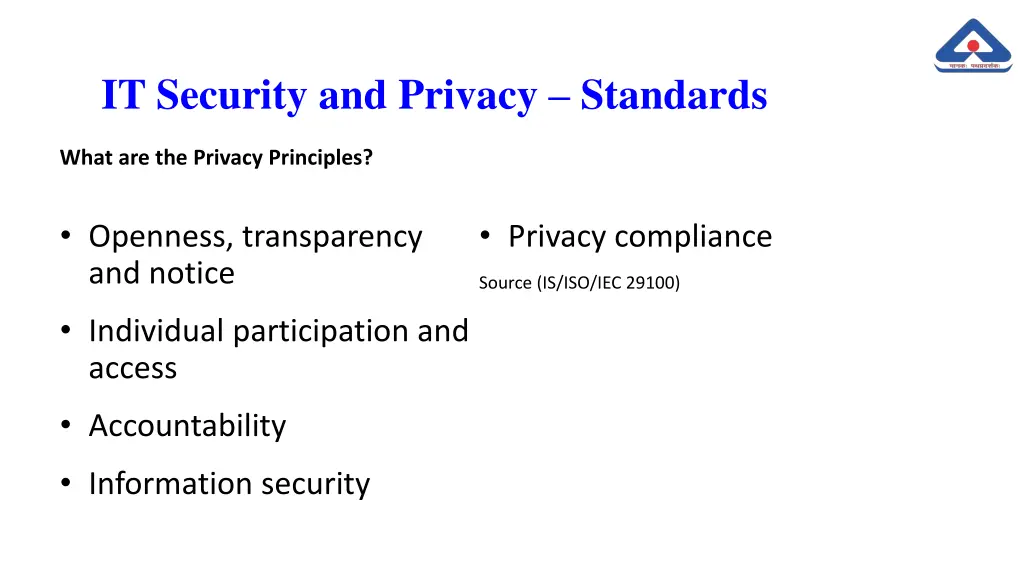 it security and privacy standards 20