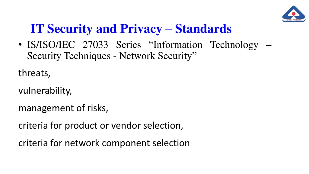 it security and privacy standards 8