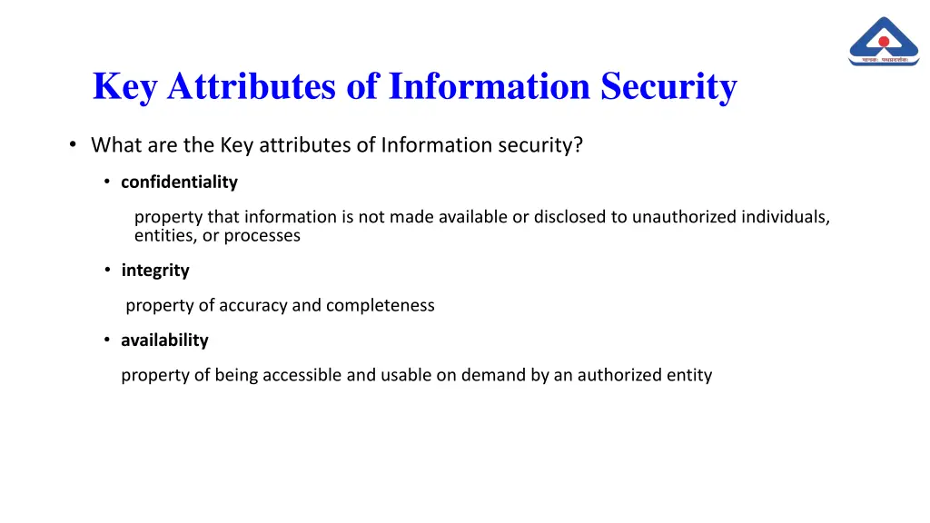 key attributes of information security