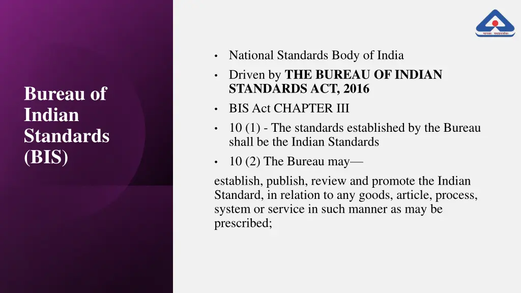 national standards body of india driven