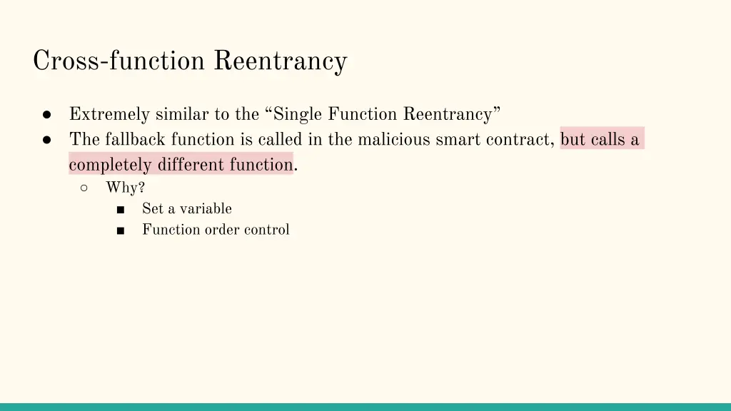 cross function reentrancy