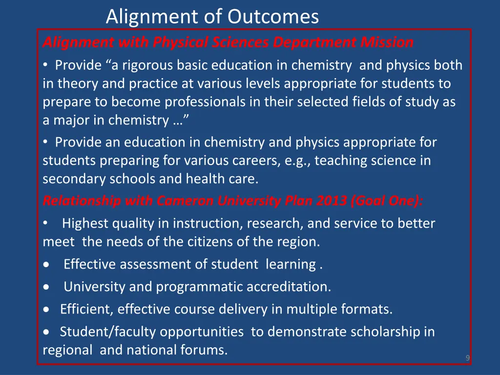 alignment of outcomes 1