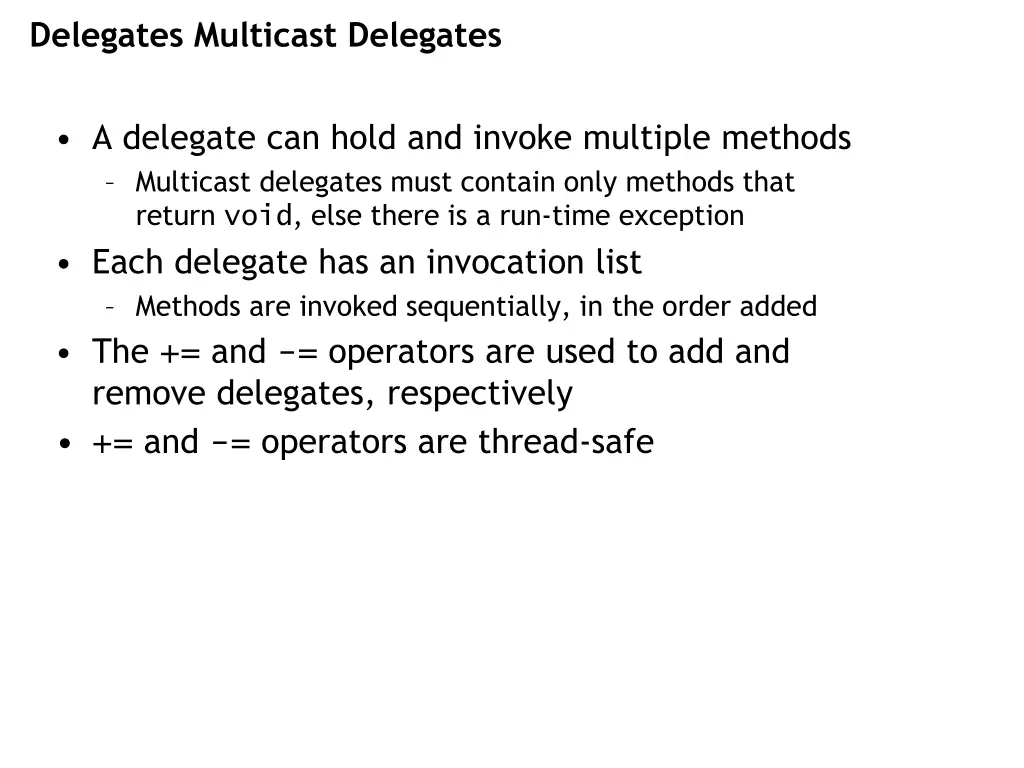 delegates multicast delegates