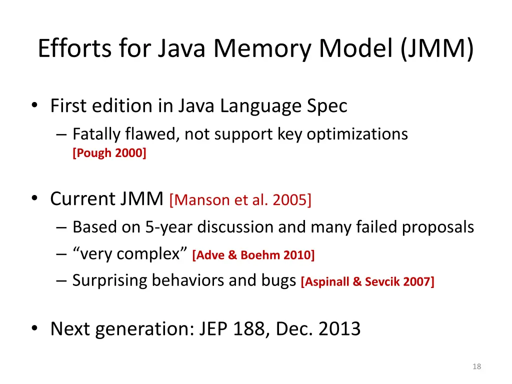 efforts for java memory model jmm