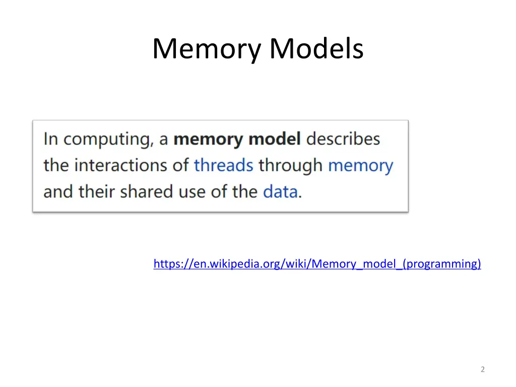 memory models 1