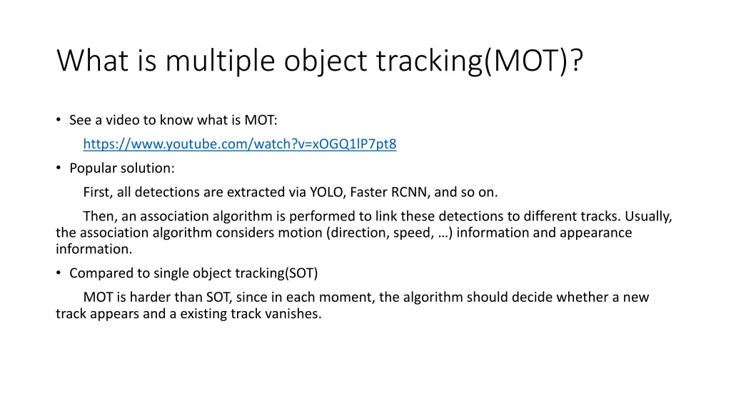 what is multiple object tracking mot